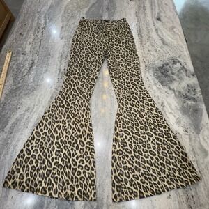 Judy Blue Women's 9/29 Super Flare High-Rise Cheetah Print Pants Jeans